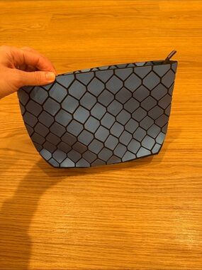 Emilio Pepe Blue Geometric Makeup Pouch with Zip - Stylish Travel Cosmetic Case